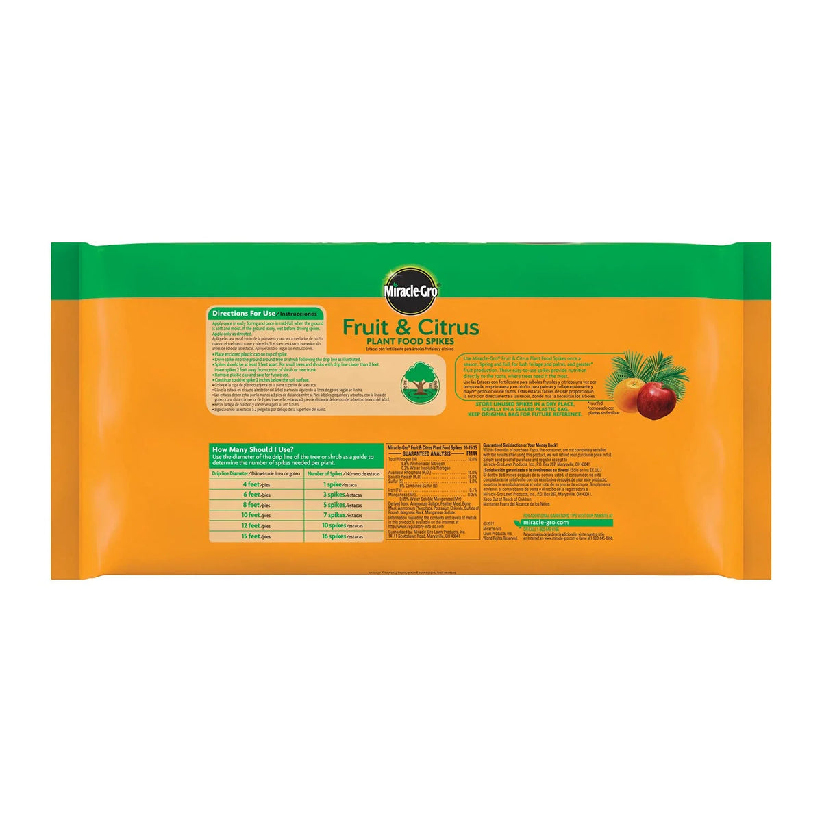 Miracle-Gro Fruit & Citrus Plant Food Spikes, 12 Spikes, 3 lb. (2-Pack)