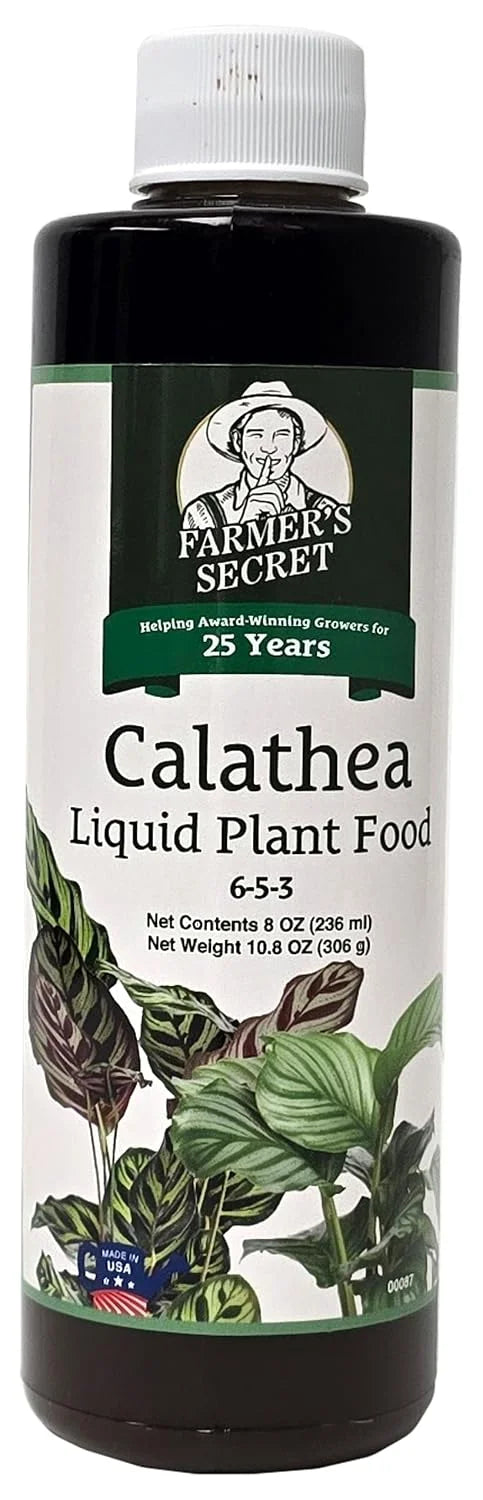 Farmer's Secret Calathea Liquid Plant Food Fertilizer (8oz) - Super Concentrated - 6:5:3 Ratio - Promotes Growth and New Shoots