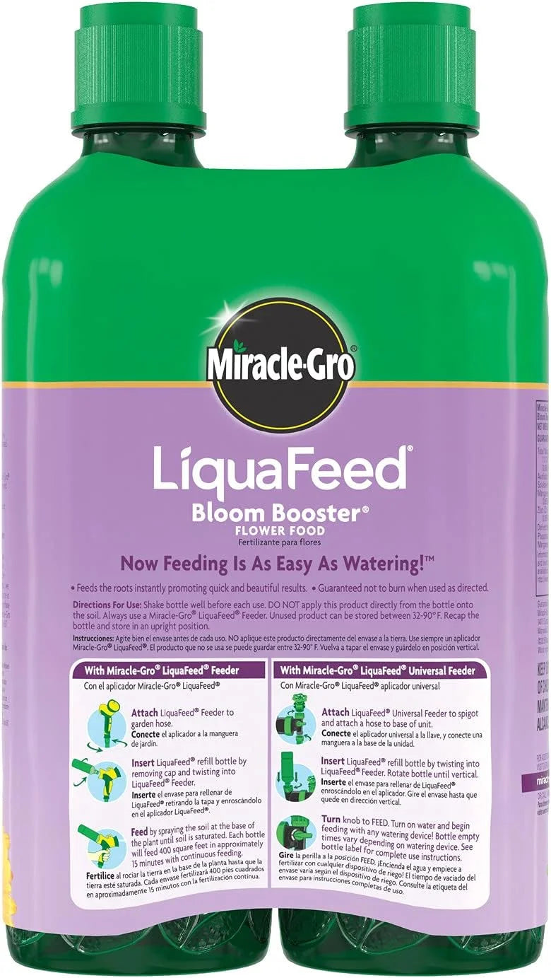 Miracle-Gro LiquaFeed Bloom Booster Flower Food Refills, Plant Fertilizer, 16 fl. oz., 2 Bottles/Pack (6-Pack)