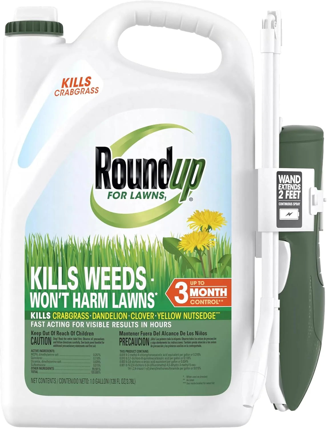 Roundup for Lawns₁ Ready-to-Use with Extended Wand, Tough Weed Killer for Use on Northern Grasses, 1 gal.