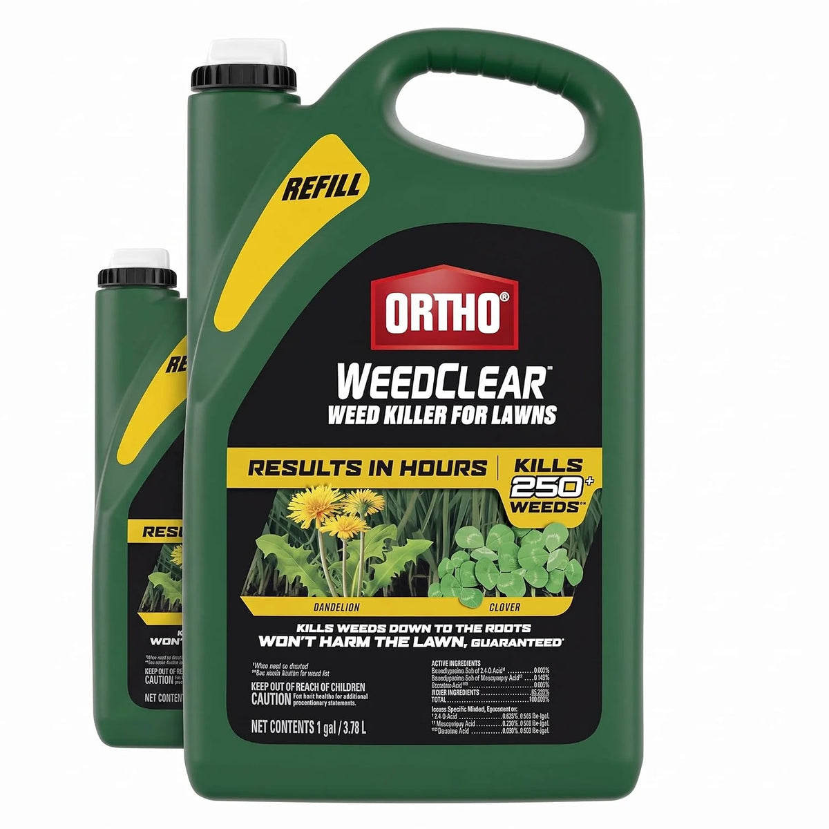 Ortho WeedClear Weed Killer for Lawns: Refill, Won't Harm Grass (When Used as Directed), Kills Dandelion & Clover, 1 gal. (Pack of 2)