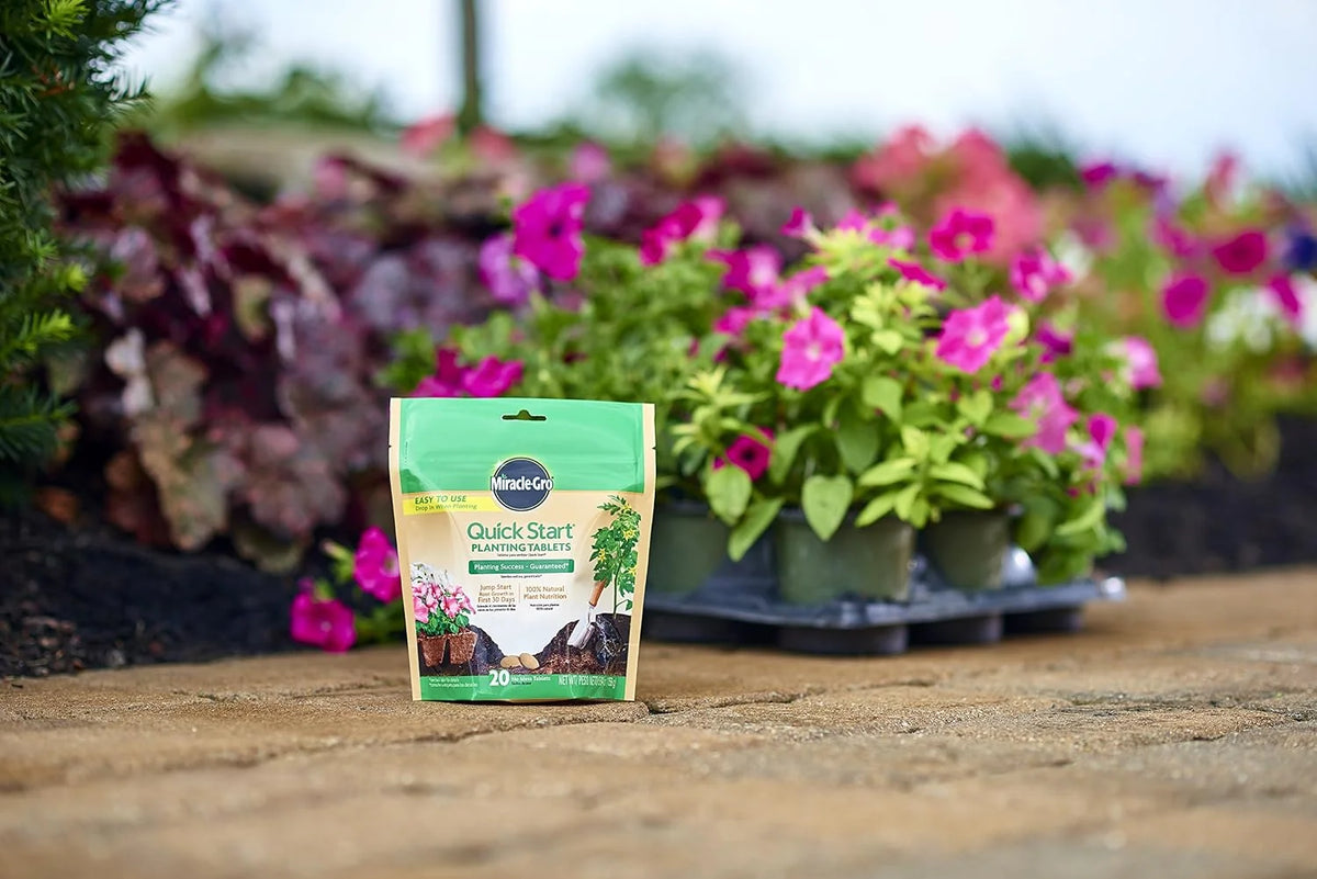Miracle-Gro Quick Start Planting Tablets - Plant Starter Fertilizer for Flower, Vegetable, and Houseplant Transplants, OMRI Listed, 20 No Mess Tablets, 5.64 Ounce (Pack of 6)