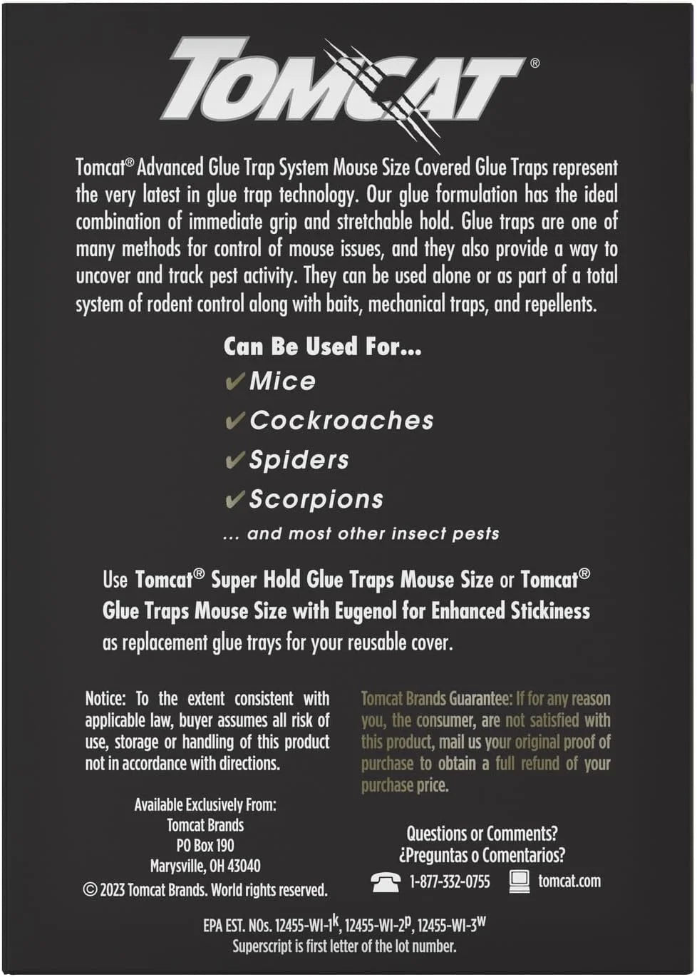Tomcat Advanced Glue Trap System Mouse Size Covered Glue Traps, 4 Traps
