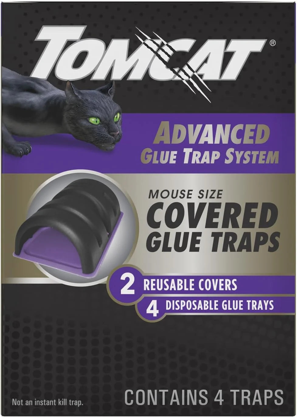 Tomcat Advanced Glue Trap System Mouse Size Covered Glue Traps, 4 Traps
