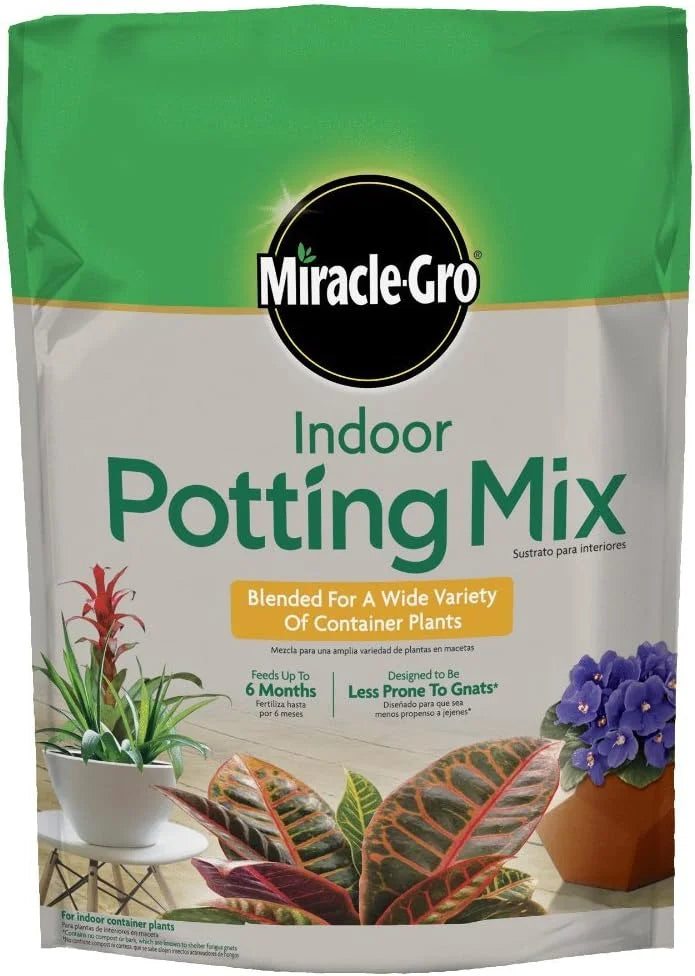 Miracle-Gro Indoor Potting Mix, Blended for a Variety of Houseplants, Feeds for up to 6 Months, 6 qt.