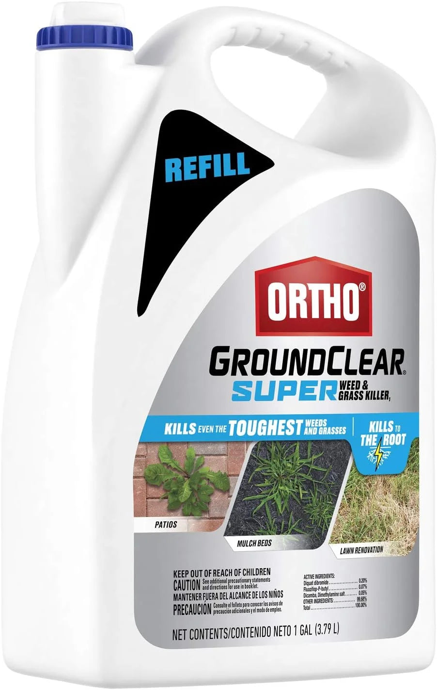 Ortho GroundClear Super Weed & Grass Killer1: Refill, Fast-Acting, See Results in Hours, for Patios and Landscaped Areas, 1 gal. (Pack of 2)