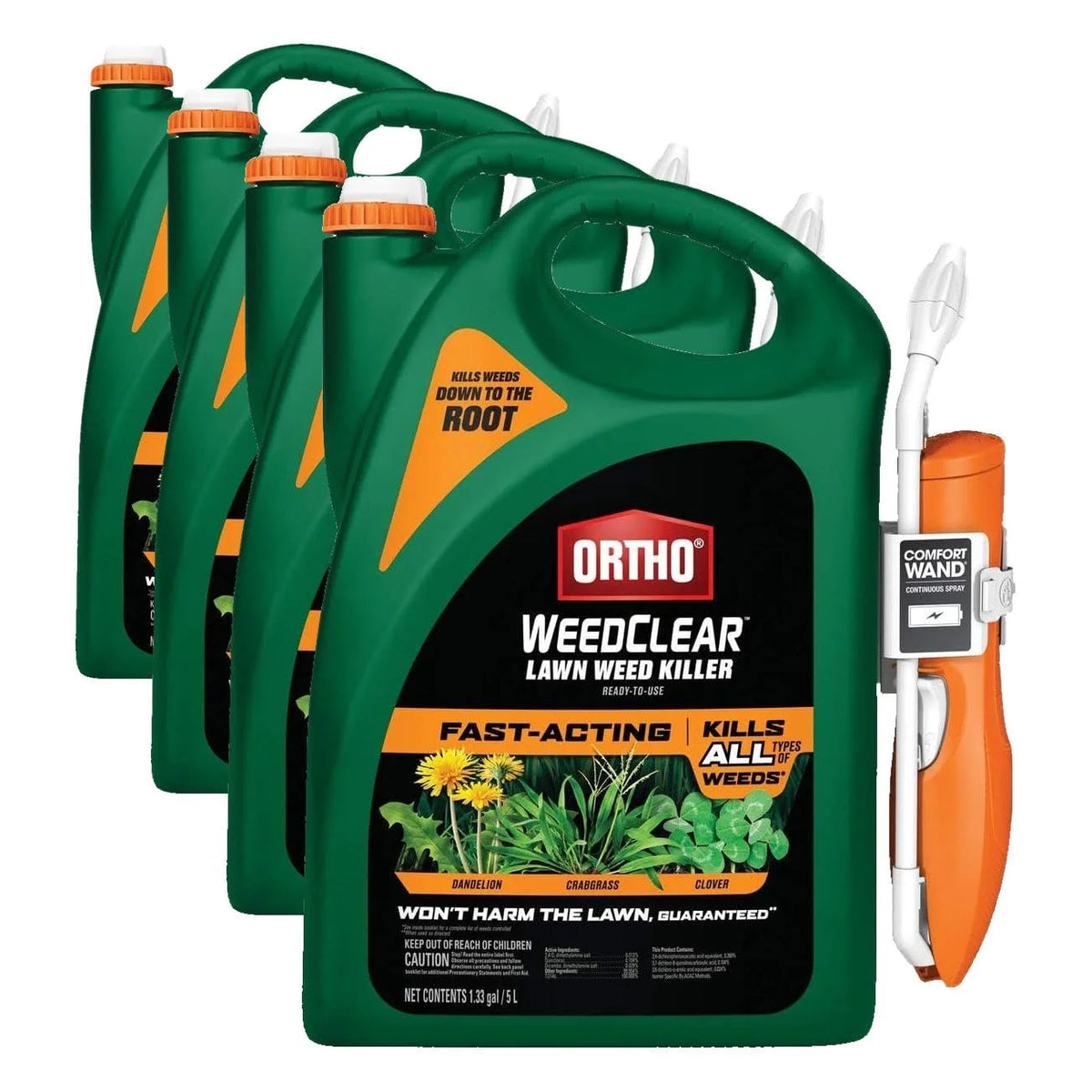 Ortho WeedClear Lawn Weed Killer Ready-to-Use with Comfort Wand, 1.33 gal. (Pack of 4)