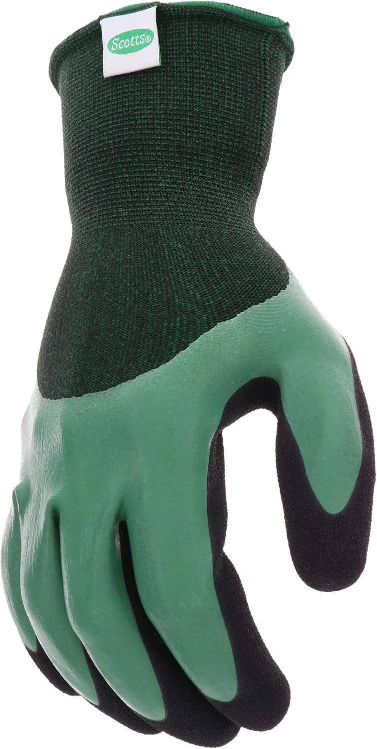West Chester Scotts Men's Doubled Dipped Latex Work Gloves, Water Resistant, Excellent Grip, Abrasion Resistant, Green/Black, X-Large, (SC30602/XL)