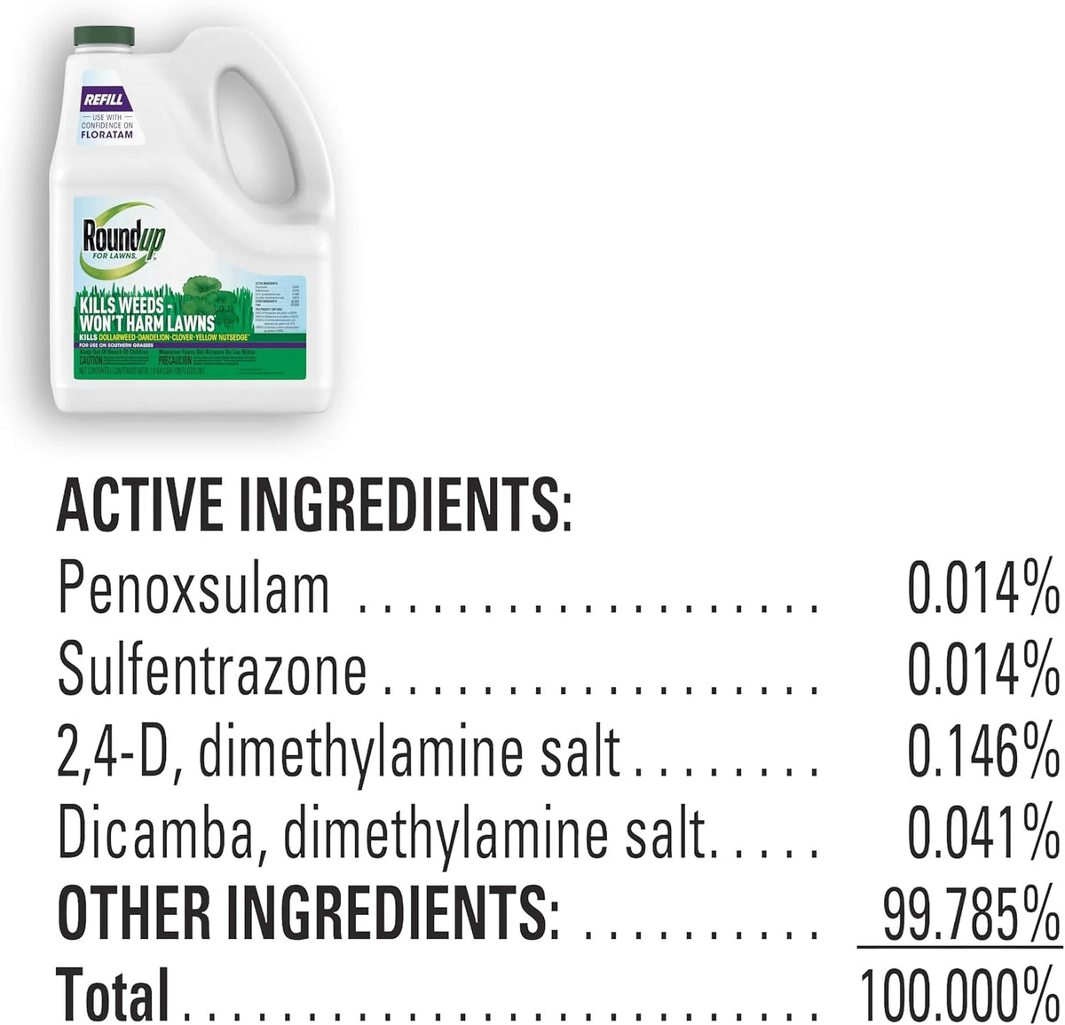 Roundup for Lawns₄ Refill (Southern) - All-in-One Weed Killer for Lawns, 1 gal.