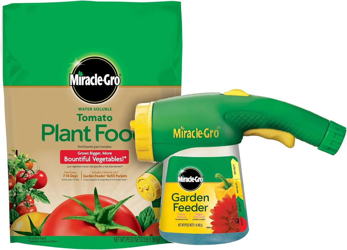 Miracle-Gro Water Soluble Tomato Plant Food and Garden Feeder Bundle
