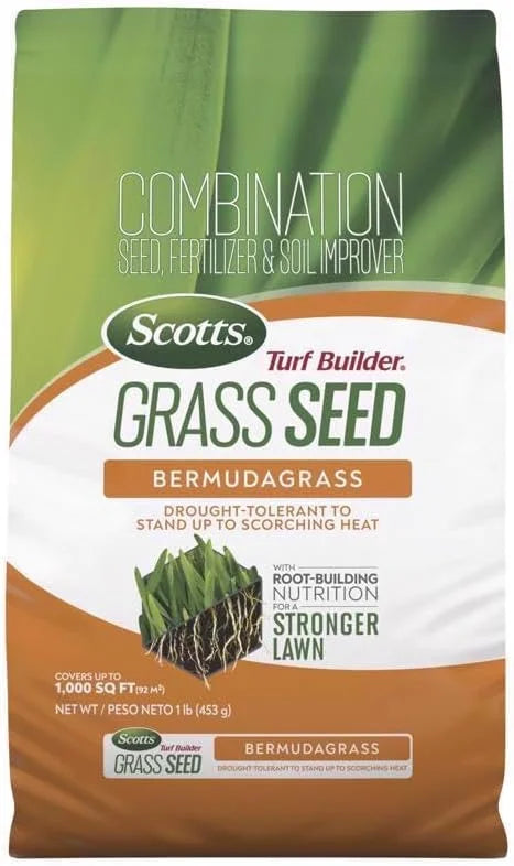 Scotts Turf Builder 1 lb. Grass Seed Bermudagrass with Fertilizer and Soil Improver, Drought-Tolerant 18997