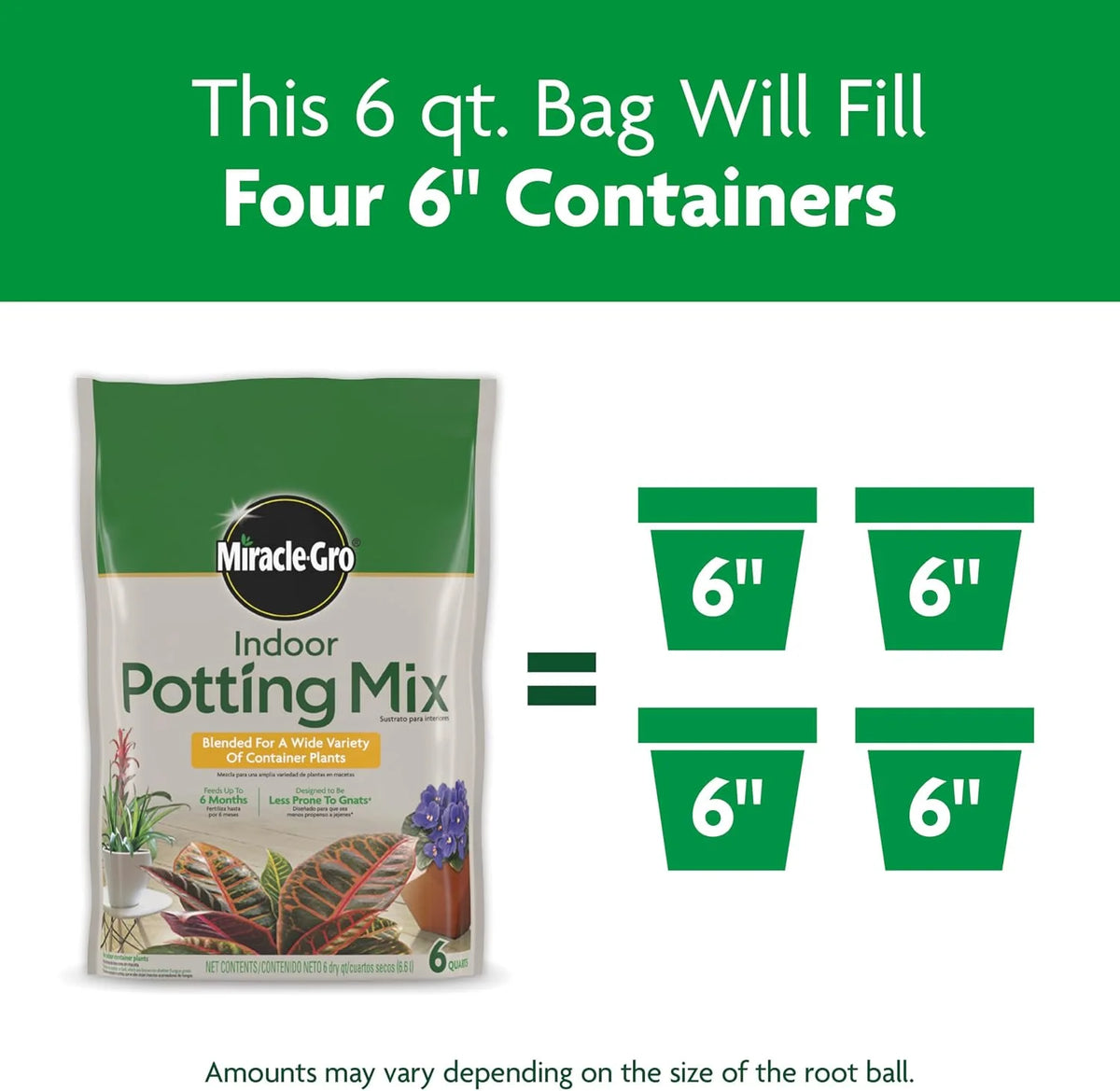 Miracle-Gro Indoor Potting Mix for All Plants, 6 qt., 2-Pack